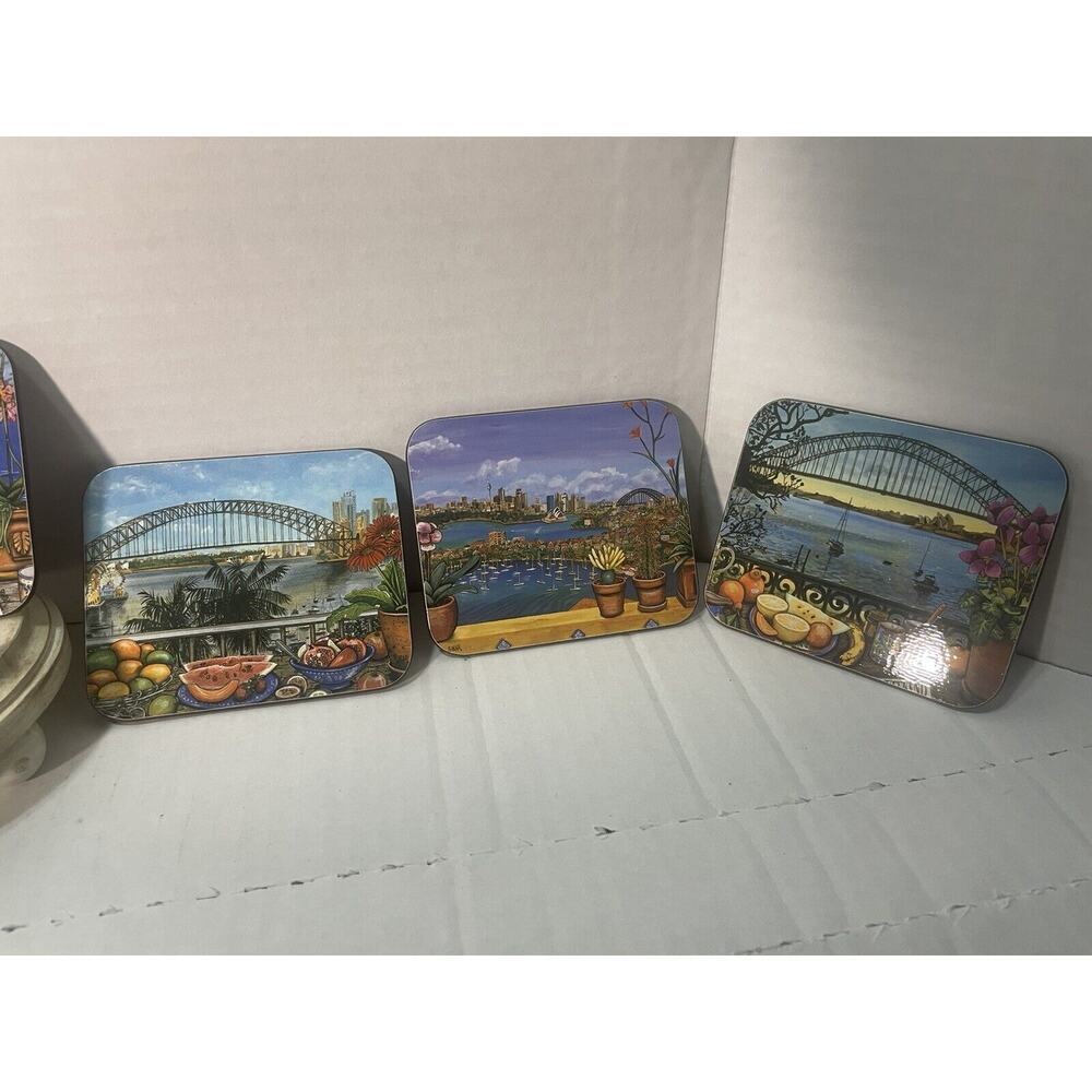 Jason Coasters New Zealand Artist Set of 6 Sydney Balconies CorkBack Vintage - Picture 2 of 8